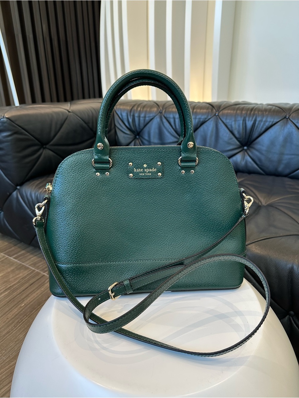 kate spade Emerald Green Pebbled Leather Dome Satchel - Picture 7 of 7